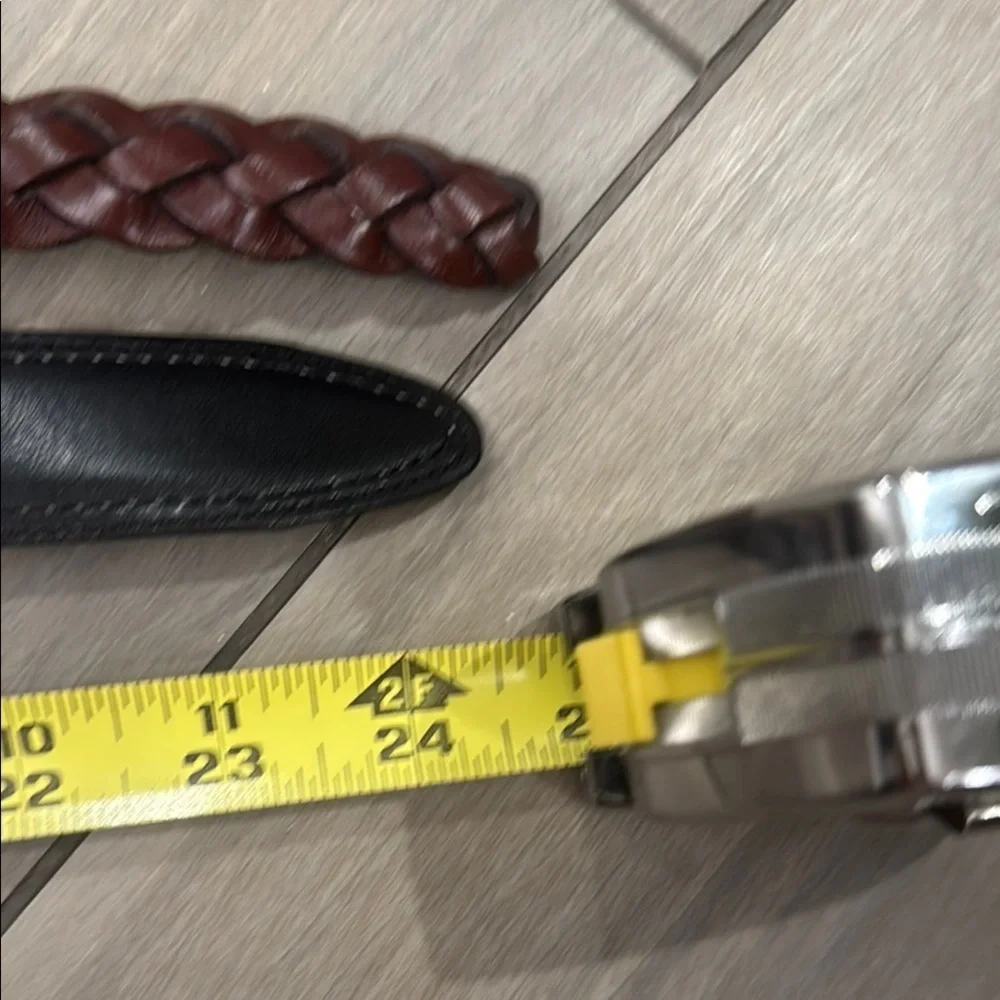 Boys bundle of 2 leather belts. Nautica reversible Brown/Black & braided tan